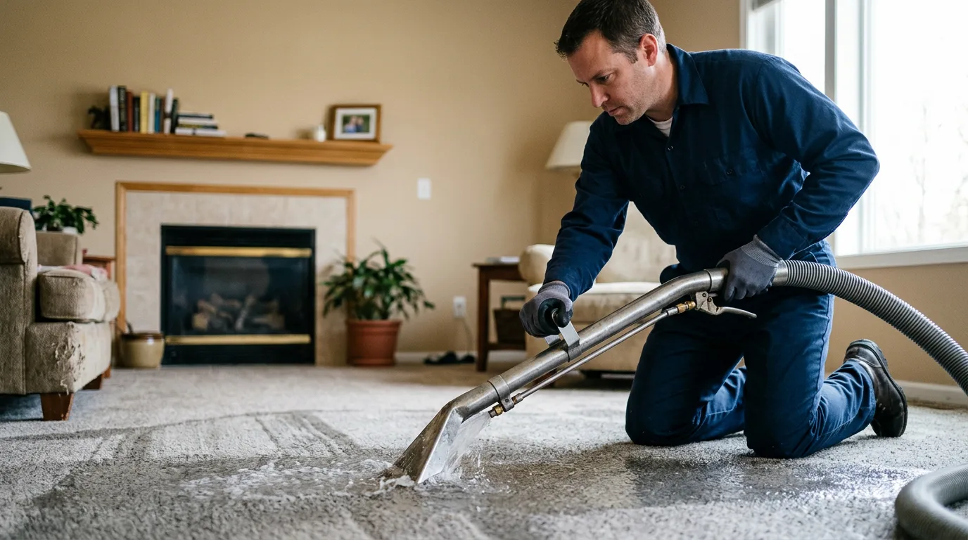 Water damage restoration technician working near Marathon, IA